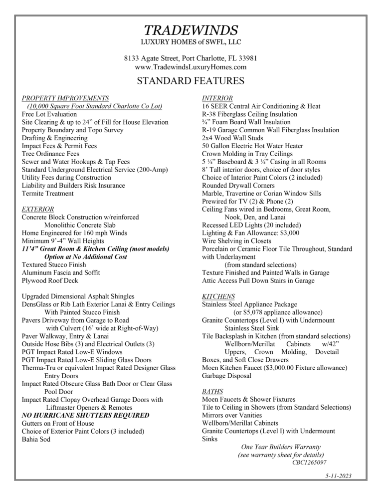 Features Trade Winds Luxury Homes